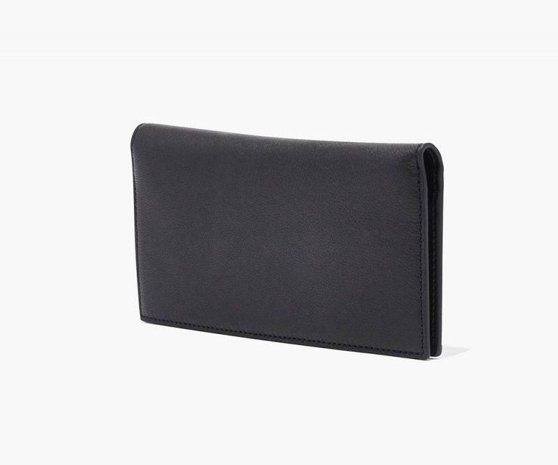 Black Marc Jacobs The Leather Slim 84 Bifold Women's Large Wallets | USA 715968LDR