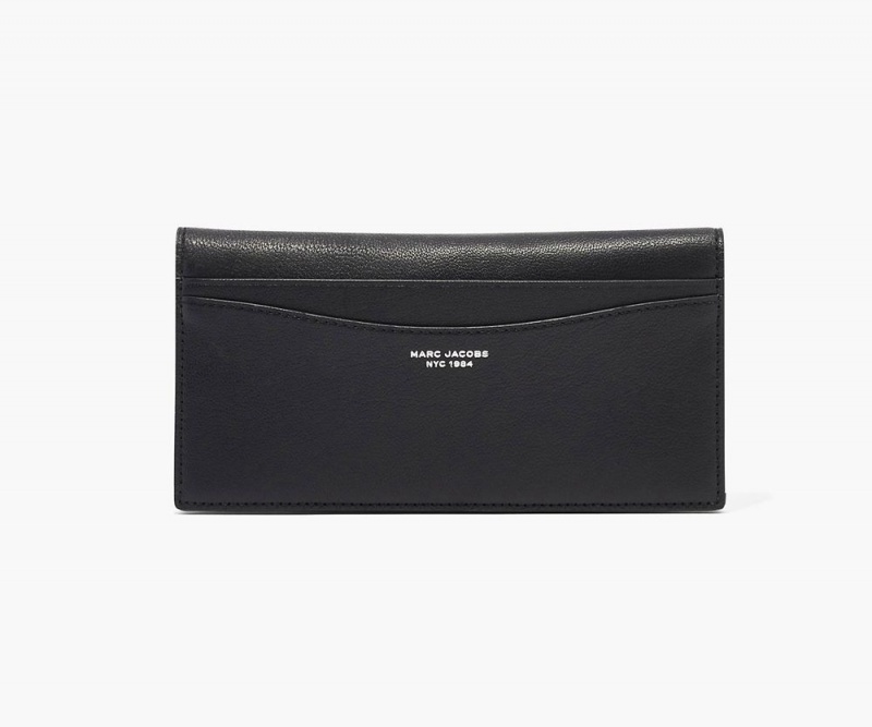 Black Marc Jacobs The Leather Slim 84 Bifold Women\'s Large Wallets | USA 715968LDR