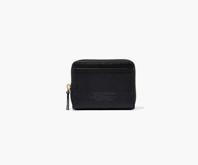 Black Marc Jacobs The Leather Zip Around Women\'s Large Wallets | USA 075269DZT