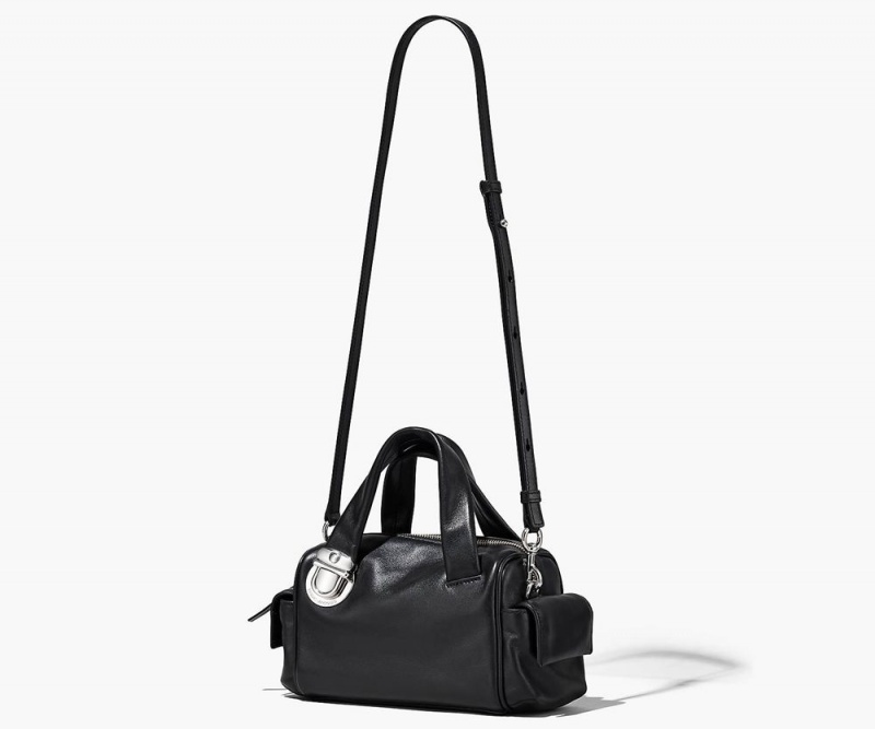 Black Marc Jacobs The Pushlock Mini Women's Satchel Bag | USA 672593JQR