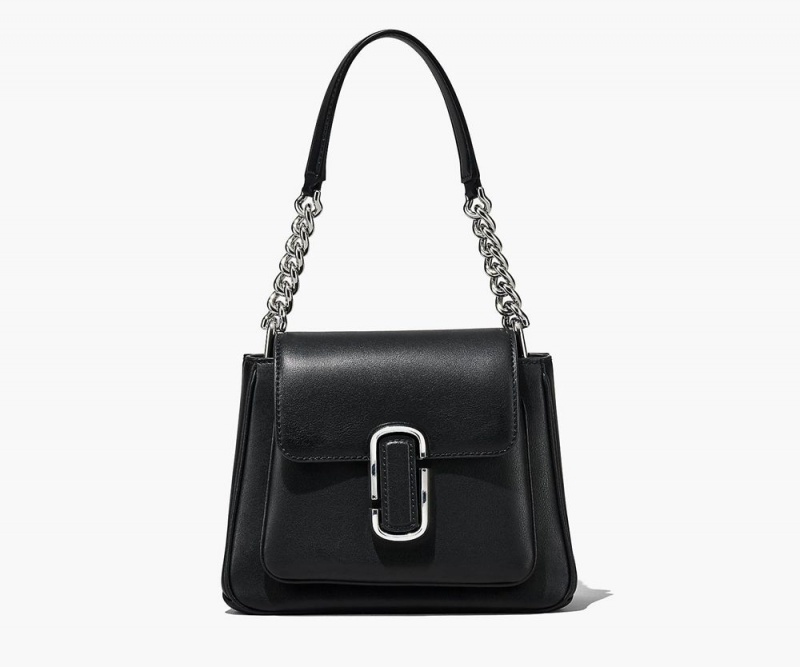 Black Silver Marc Jacobs The J Marc Chain Mini Women's Satchel Bag | USA 184920MNQ