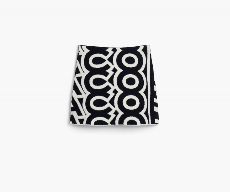 Black White Marc Jacobs The Flock Monogram Mini Women's Skirt | USA 906243WEC