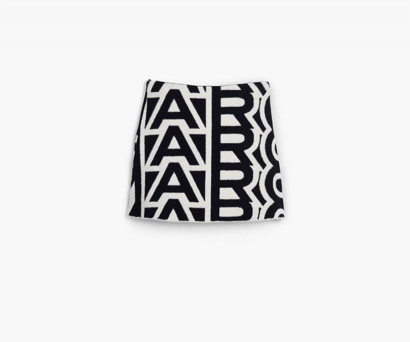 Black White Marc Jacobs The Flock Monogram Mini Women\'s Skirt | USA 906243WEC