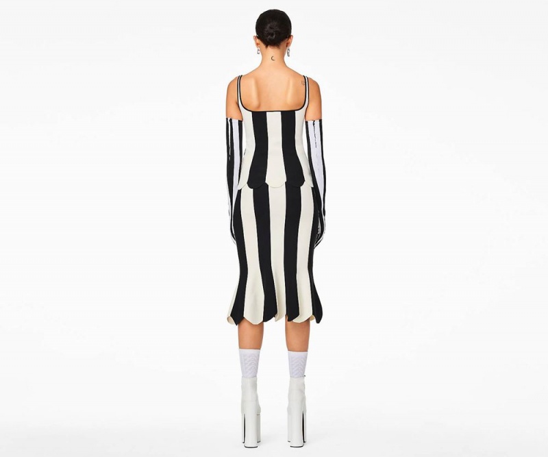 Black White Marc Jacobs The Scuba Stripe Women's Tops | USA 276048OXU