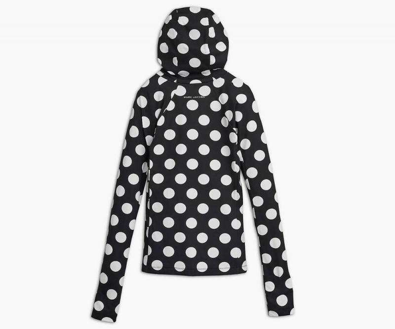 Black White Marc Jacobs The Spots Hooded Long Sleeve Women's Hoodie | USA 579021YLU