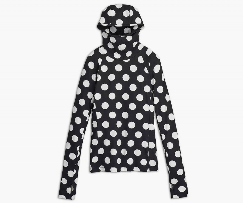 Black White Marc Jacobs The Spots Hooded Long Sleeve Women\'s Hoodie | USA 579021YLU