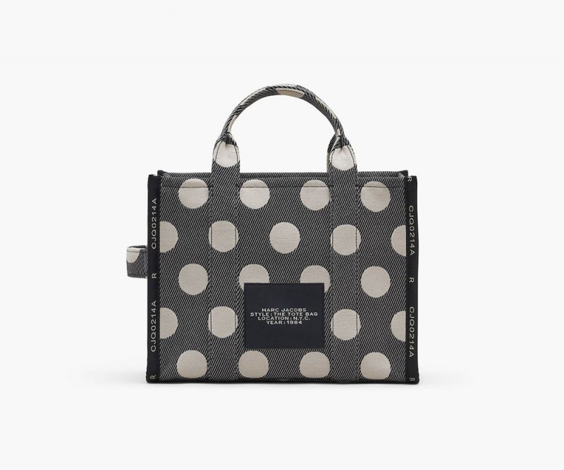 Black White Marc Jacobs The Spots Jacquard Medium Women's Tote Bag | USA 897241BMR