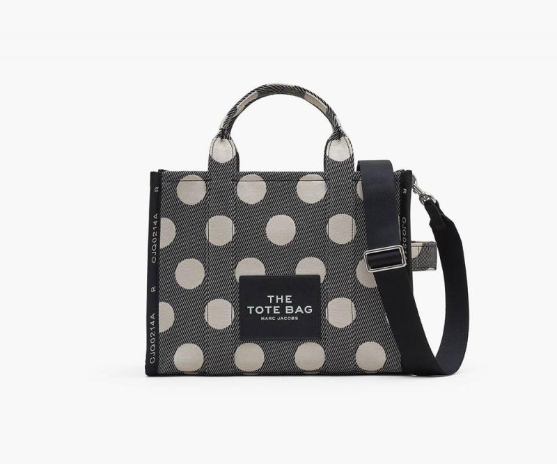 Black White Marc Jacobs The Spots Jacquard Medium Women\'s Tote Bag | USA 897241BMR