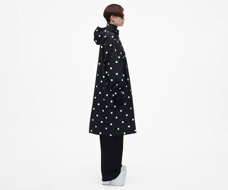 Black White Marc Jacobs The Spots Long Windbreaker Women's Jacket | USA 809214TPH