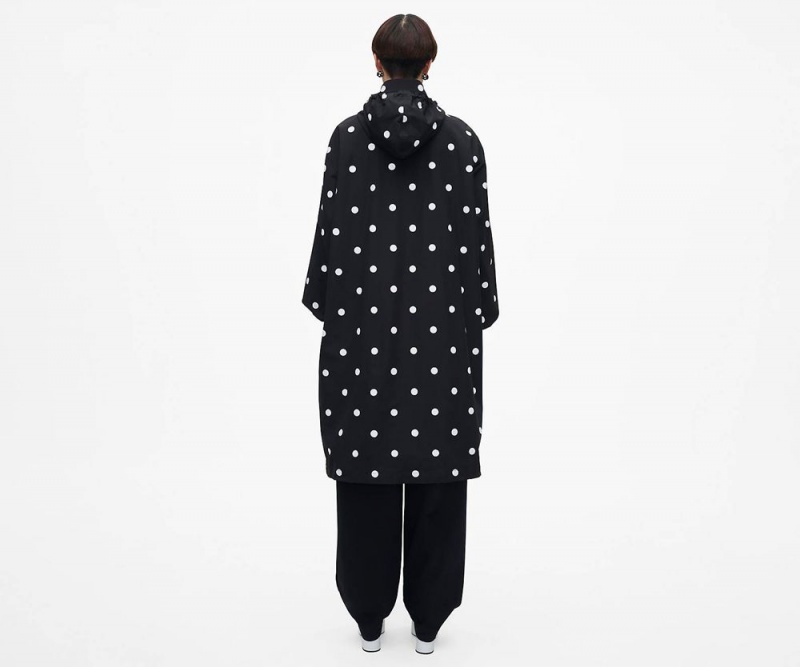 Black White Marc Jacobs The Spots Long Windbreaker Women's Jacket | USA 809214TPH