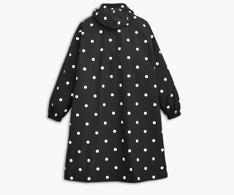 Black White Marc Jacobs The Spots Long Windbreaker Women's Jacket | USA 809214TPH