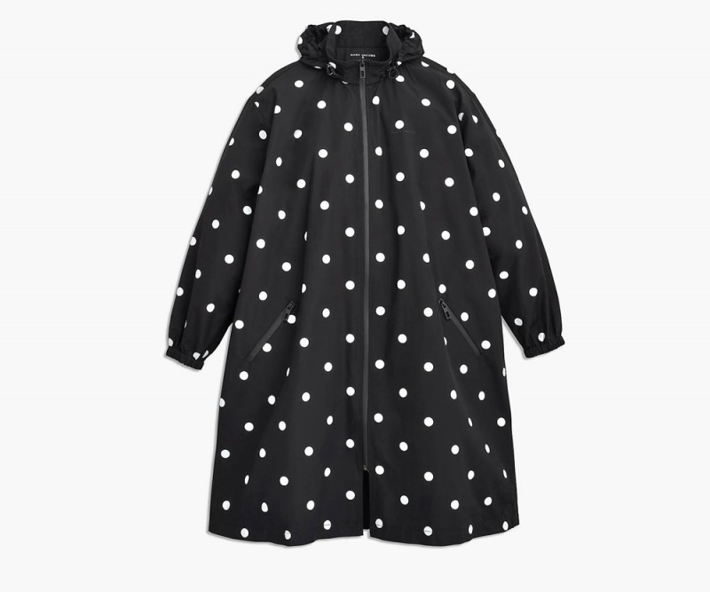 Black White Marc Jacobs The Spots Long Windbreaker Women\'s Jacket | USA 809214TPH