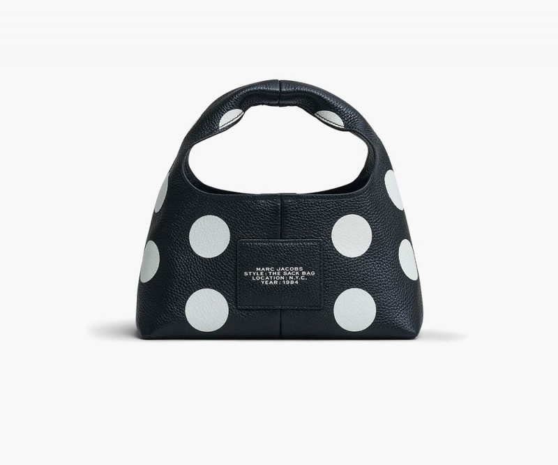 Black White Marc Jacobs The Spots Mini Sack Women's Handbags | USA 165832WZP