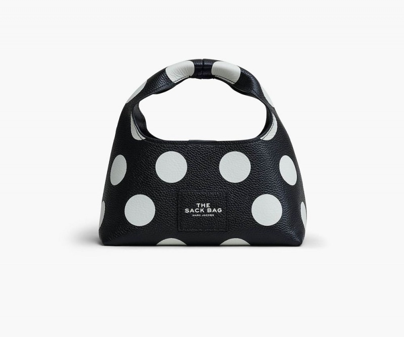 Black White Marc Jacobs The Spots Mini Sack Women\'s Handbags | USA 165832WZP