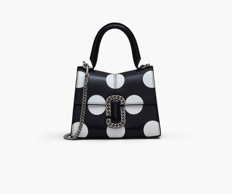 Black White Marc Jacobs The Spots St. Marc Mini Top Handle Women\'s Handbags | USA 945168DKQ