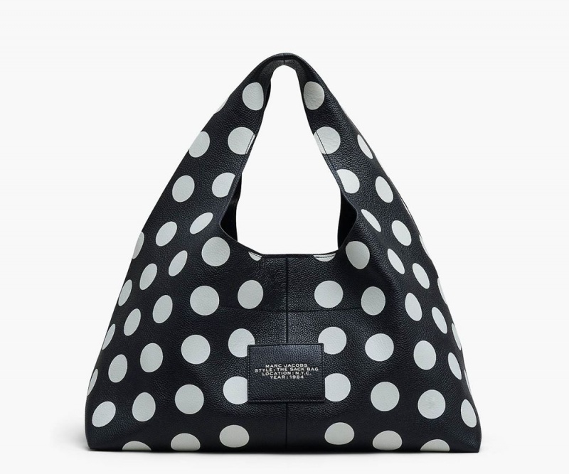 Black White Marc Jacobs The Spots Xl Sack Women's Handbags | USA 691457HXB