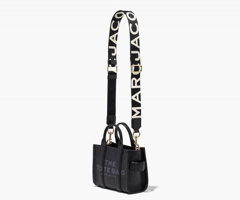 Black White Marc Jacobs The Thin Logo Webbing Women's Bag Strap | USA 682179FYG