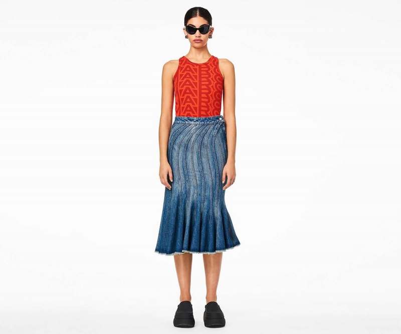 Blue Marc Jacobs The Wave Denim Women's Skirt | USA 357098LYW