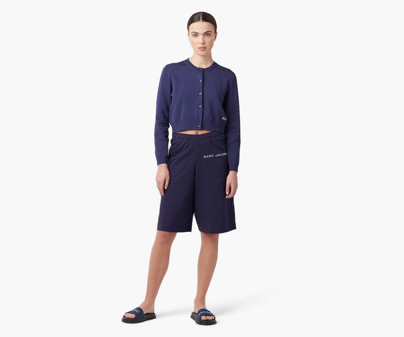 Blue Navy Marc Jacobs The Cropped Women's Cardigan | USA 409872ULP