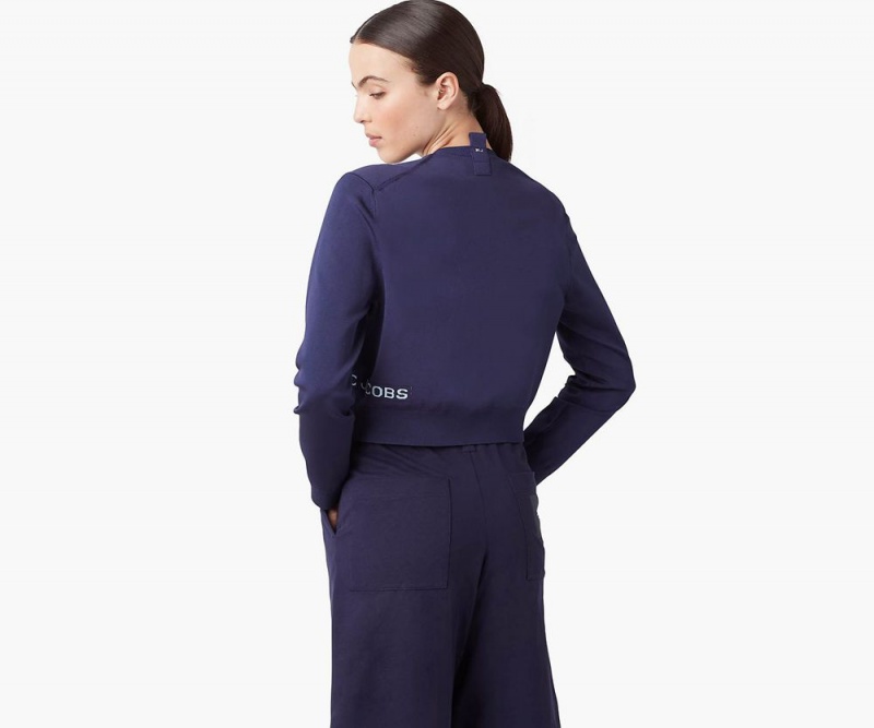 Blue Navy Marc Jacobs The Cropped Women's Cardigan | USA 409872ULP