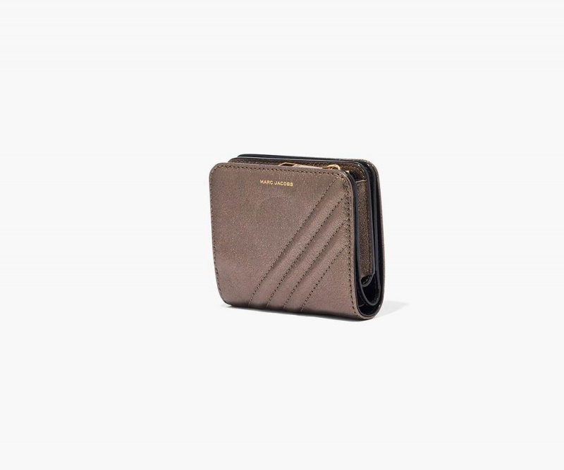 Brown Marc Jacobs The Glam Shot Metallic Mini Compact Women's Small Wallets | USA 708356LIY