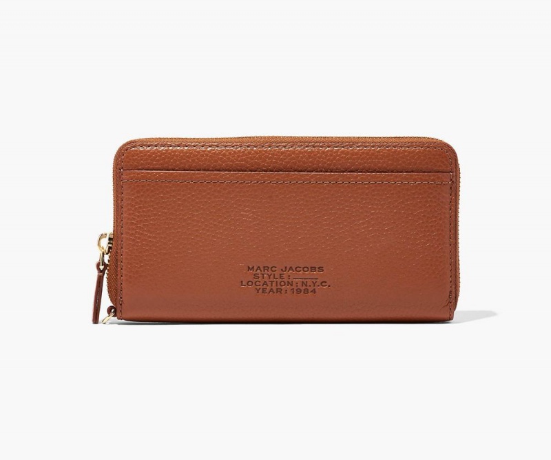 Brown Marc Jacobs The Leather Continental Women's Large Wallets | USA 912450AYC