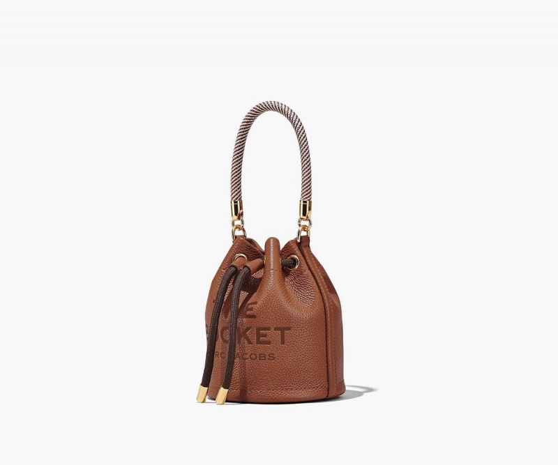 Brown Marc Jacobs The Leather Mini Women's Bucket Bag | USA 247905SQT