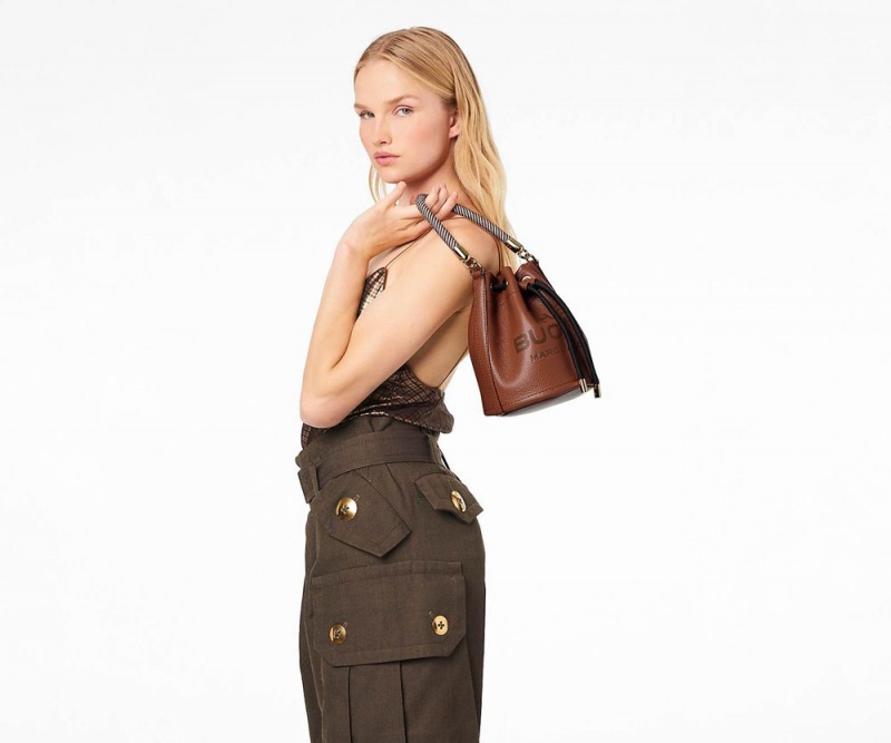 Brown Marc Jacobs The Leather Women's Bucket Bag | USA 074856GFT