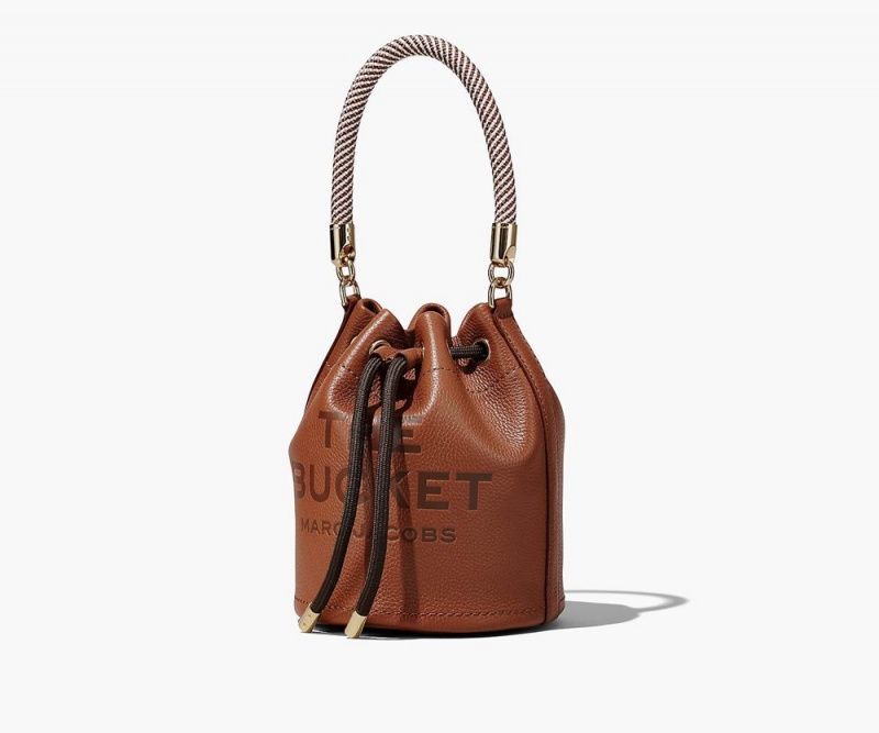 Brown Marc Jacobs The Leather Women's Bucket Bag | USA 074856GFT