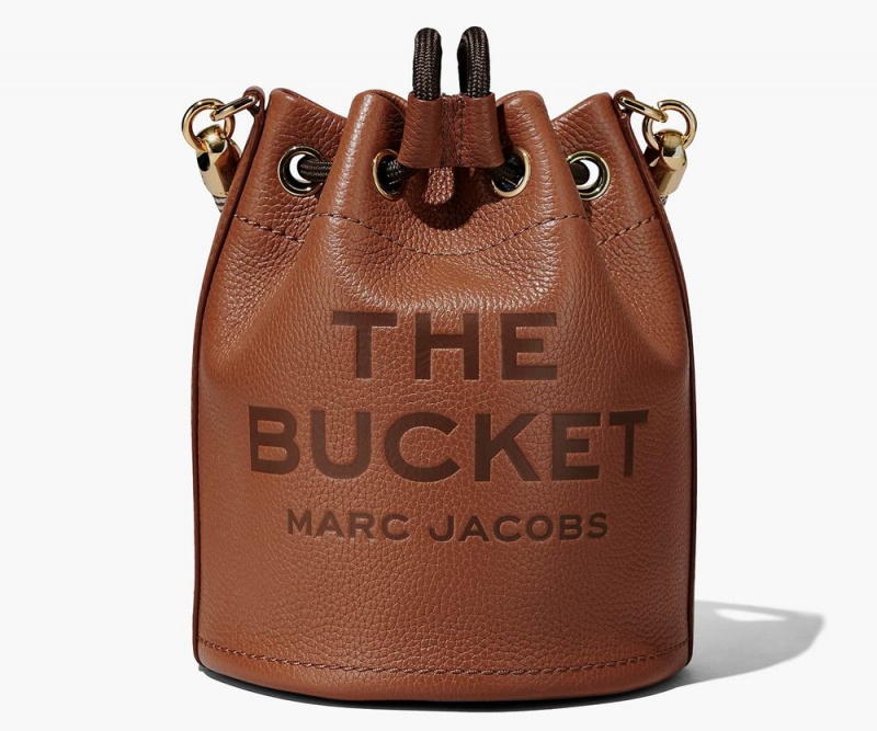 Brown Marc Jacobs The Leather Women's Bucket Bag | USA 074856GFT