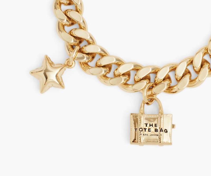 Gold Marc Jacobs The Mini Icon Charm Women's Bracelet | USA 406825LRW