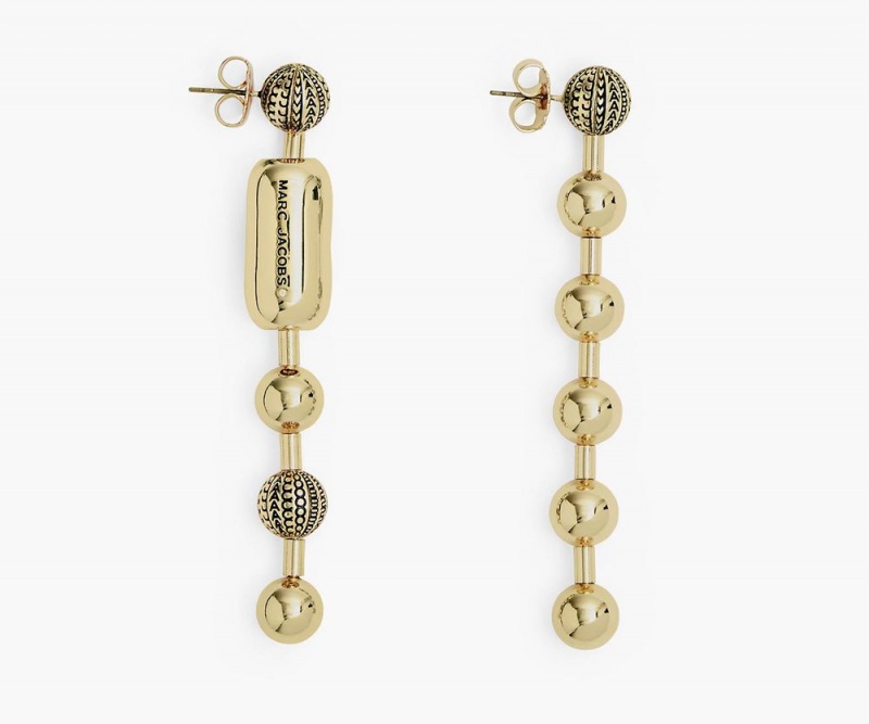 Gold Marc Jacobs The Monogram Ball Chain Women's Earrings | USA 976021WPA