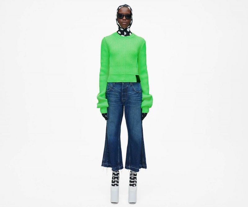 Green Marc Jacobs The Femme Crewneck Women's Sweater | USA 519386LSU