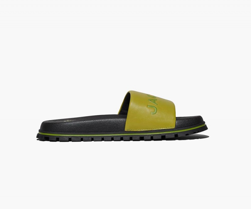 Green Marc Jacobs The Leather Women's Slide | USA 531942KVD