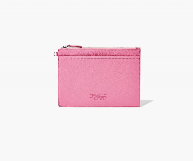 Pink Marc Jacobs The Leather Small Wristlet Women's Small Wallets | USA 894517UYQ