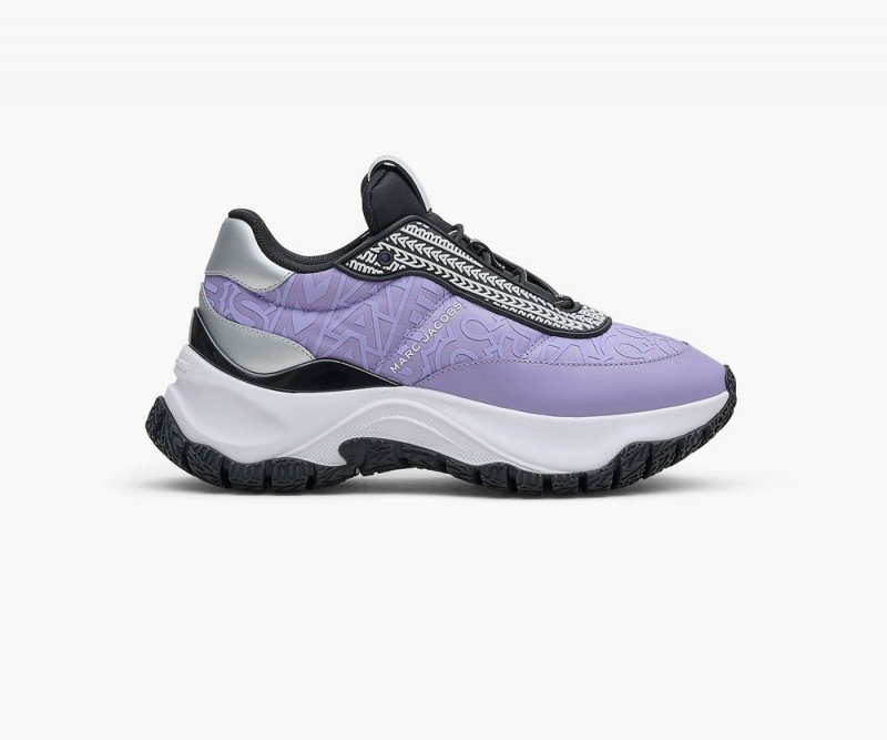 Purple Marc Jacobs The Monogram Lazy Runner Women's Sneakers | USA 509763DMN