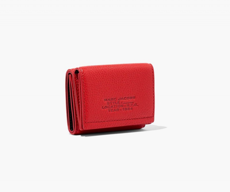 Red Marc Jacobs The Leather Medium Trifold Women's Large Wallets | USA 619532PMA