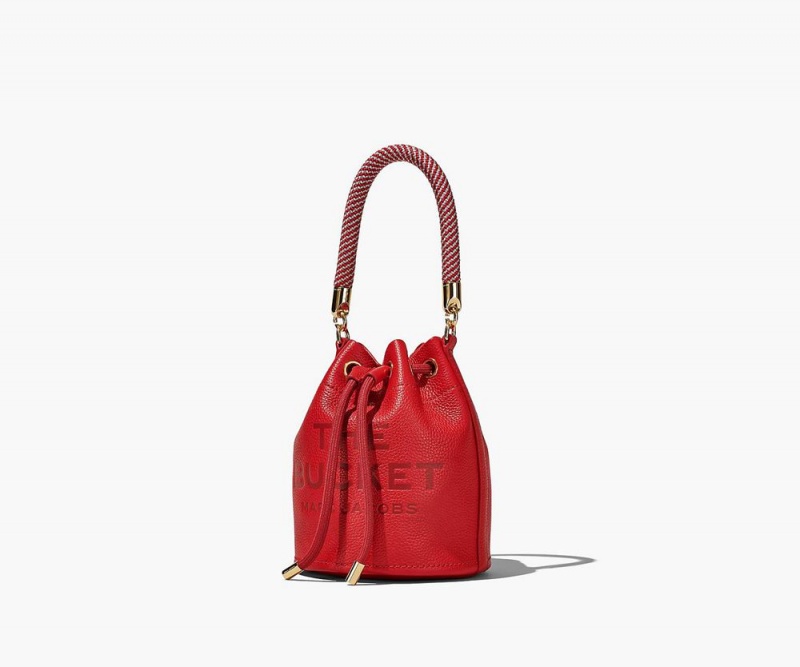 Red Marc Jacobs The Leather Mini Women's Bucket Bag | USA 065932IAW