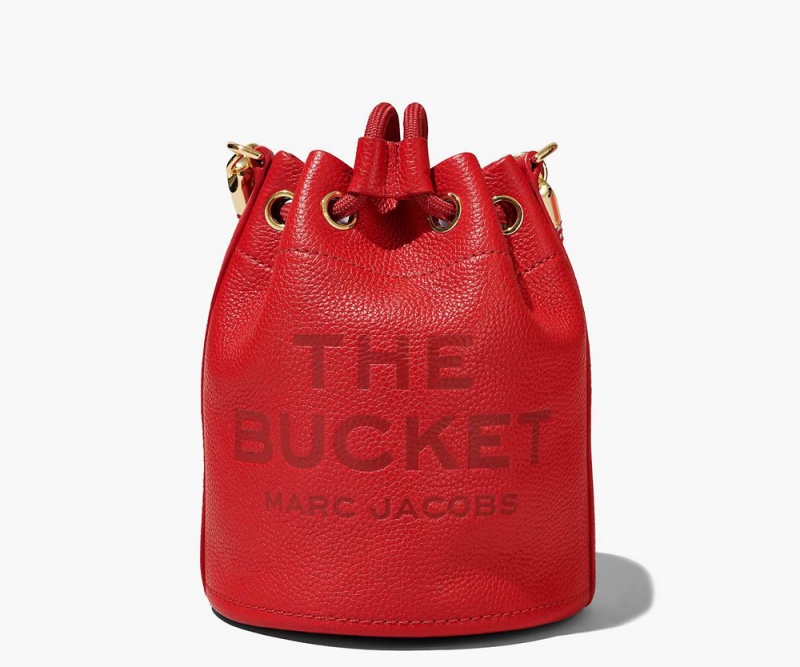 Red Marc Jacobs The Leather Mini Women's Bucket Bag | USA 065932IAW