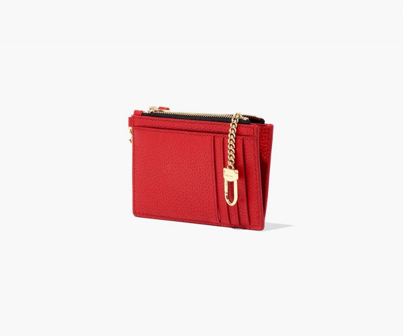 Red Marc Jacobs The Leather Top Zip Wristlet Women's Small Wallets | USA 813250CSX