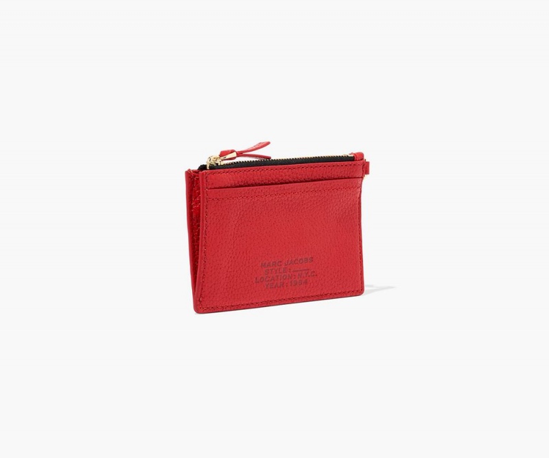 Red Marc Jacobs The Leather Top Zip Wristlet Women's Small Wallets | USA 813250CSX