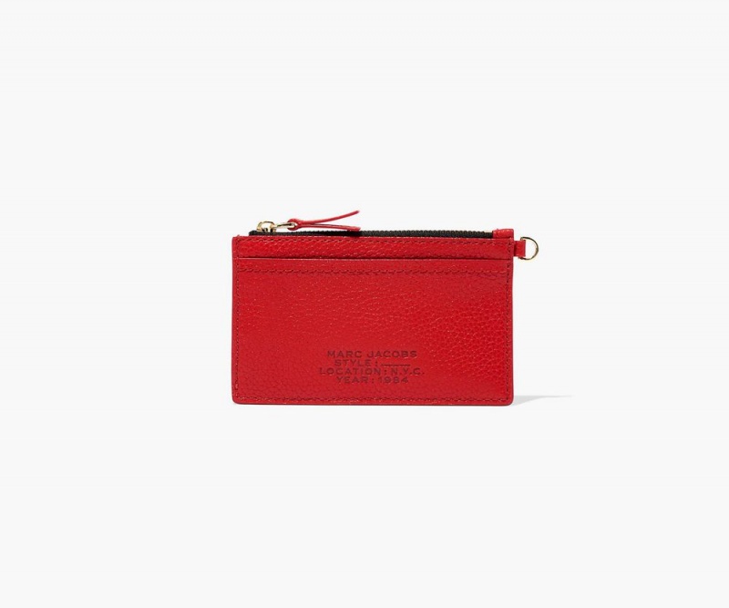 Red Marc Jacobs The Leather Top Zip Wristlet Women's Small Wallets | USA 813250CSX