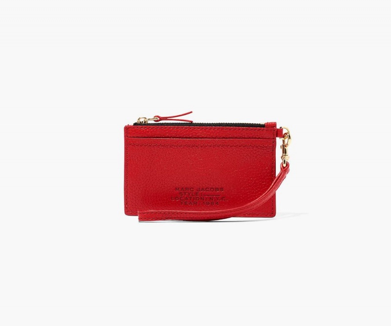 Red Marc Jacobs The Leather Top Zip Wristlet Women\'s Small Wallets | USA 813250CSX