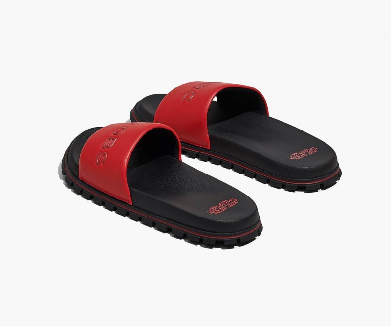 Red Marc Jacobs The Leather Women's Slide | USA 473580KVU