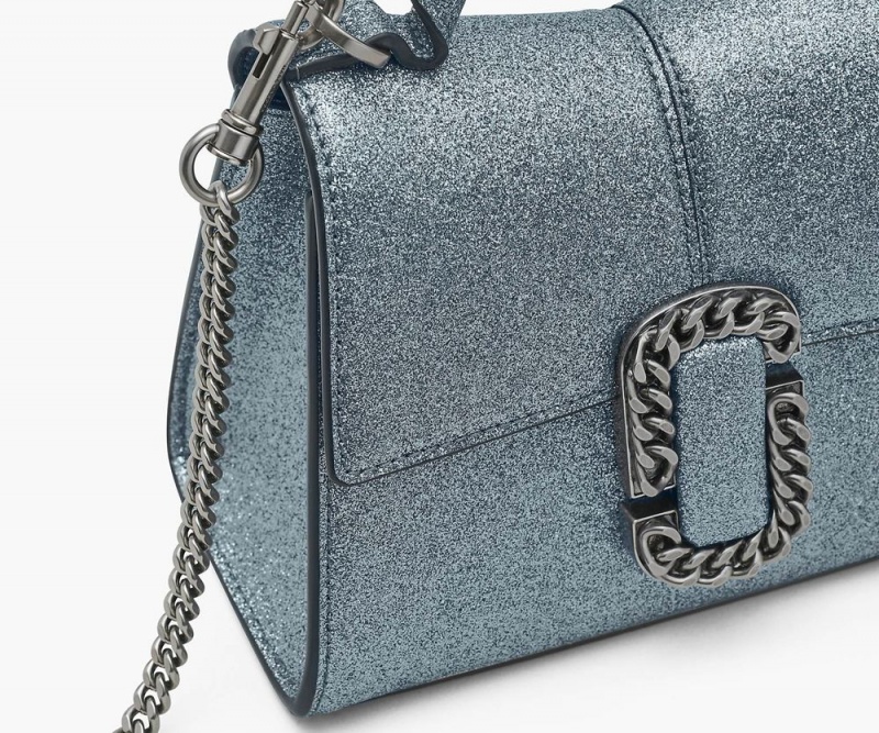 Silver Marc Jacobs The Galactic Glitter St. Marc Mini Top Handle Women's Handbags | USA 607243CLV