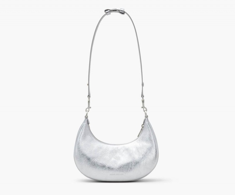 Silver Marc Jacobs The Metallic Leather Curve Women's Handbags | USA 528137GVJ