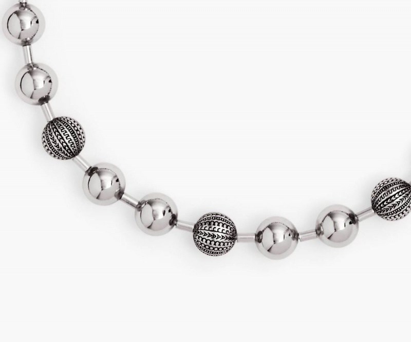 Silver Marc Jacobs The Monogram Ball Chain Women's Necklace | USA 187309ALW