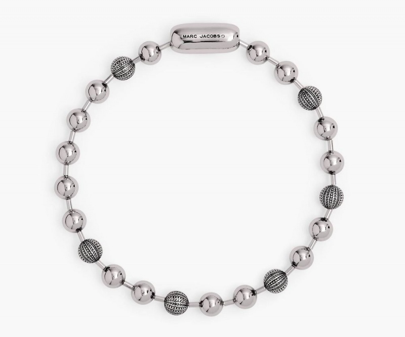 Silver Marc Jacobs The Monogram Ball Chain Women\'s Necklace | USA 187309ALW