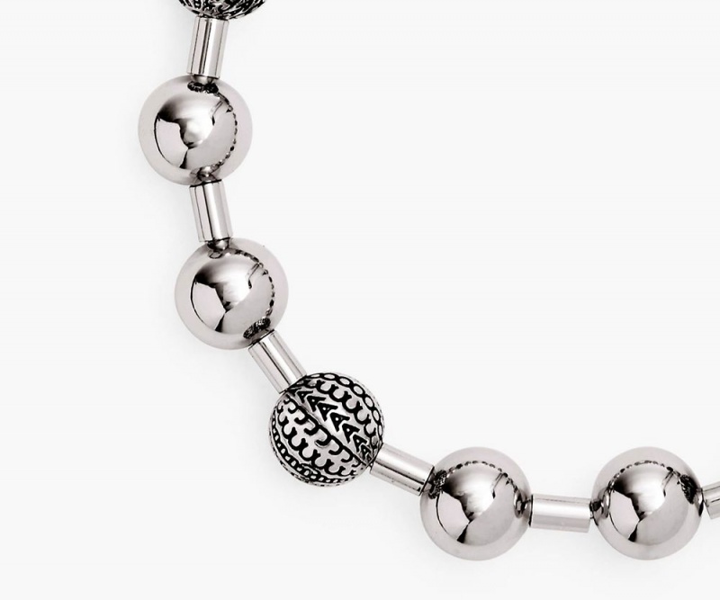 Silver Marc Jacobs The Monogram Ball Chain Women's Bracelet | USA 218706EKW