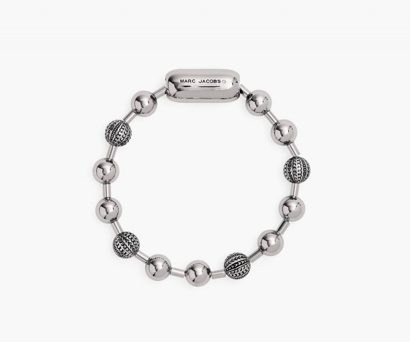 Silver Marc Jacobs The Monogram Ball Chain Women\'s Bracelet | USA 218706EKW